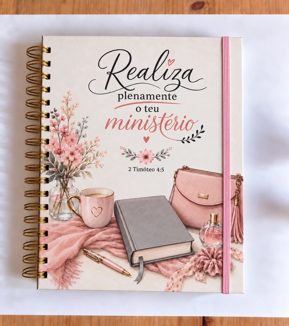 Realiza plenamente o teu ministério · Bíblia cinzenta · Fita rosa, A4