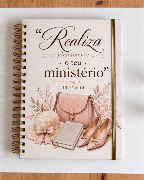Realiza plenamente o teu ministério · Mala rosa · Fita dourada, A4
