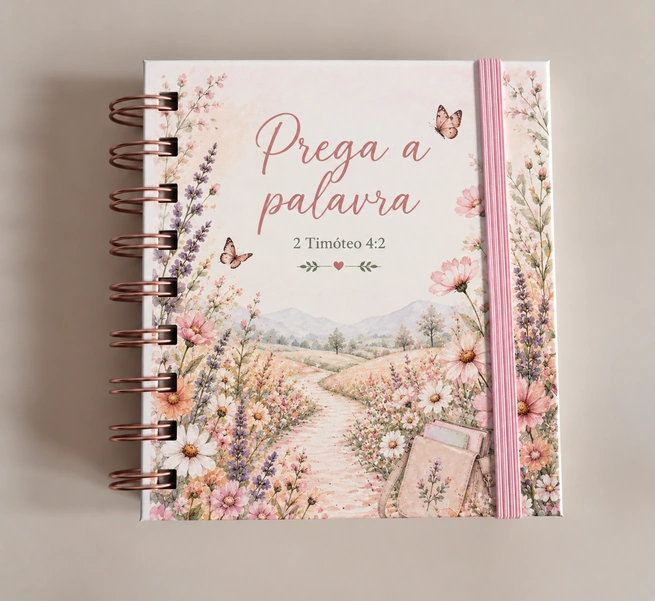 Prega a palavra · Caminho de flores · Fita rosa, A6