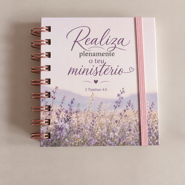 Realiza plenamente o teu ministério · Campo de lavanda · Fita rosa, A6