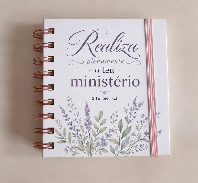 Realiza plenamente o teu ministério · Flores roxas · Fita rosa, A6